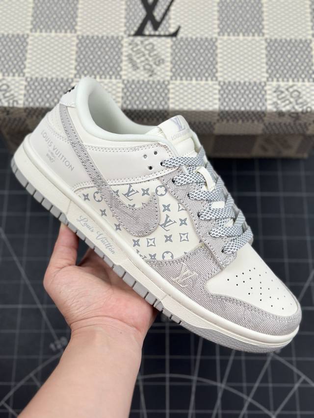 本地 核心私 nk Sb Dunk Low Lv联名-米灰牛仔 周年高端定制 低帮休闲板鞋 #定制鞋盒 大厂纯原品质出货 超高清洁度 皮料切割干净无任何毛边 细