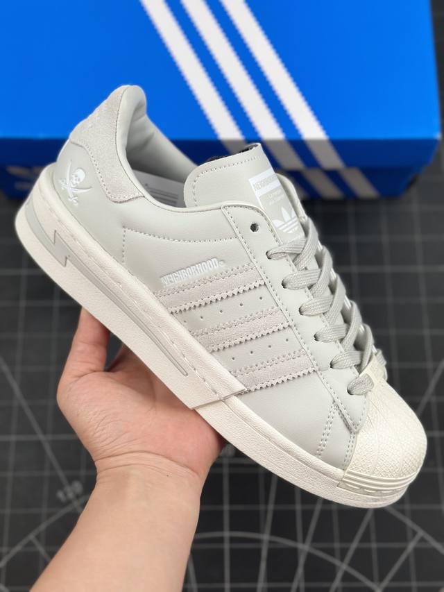 本地 核心私 nbhd Neighborhood X Adidas Originals Superstar Light Grey 经典贝壳头系列低帮百搭休闲运动