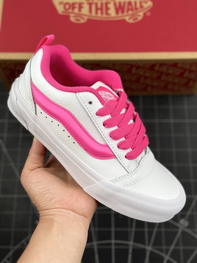 本地 核心私 全新 胖版 登场！范斯vans Vault Knu-Skool Vr3 Lx White Pink 坎普尔 茱利安系列低帮复古硫化休闲运动板鞋“肥