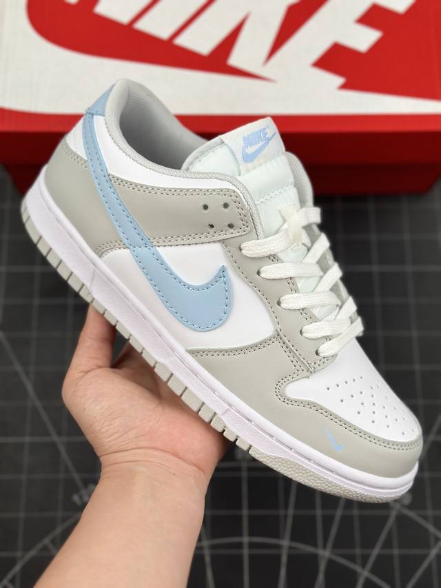 本地 核心私 公司级耐克nike Sb Dunk Low 扣篮系列 白灰蓝复古低帮休闲运动滑板板鞋 采用脚感柔软舒适zoomair气垫，有效吸收滑板等极限运动在