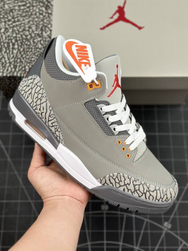 本地 核心私 air Jordan 3 Retro Cool Grey 狼灰 Aj3 乔丹3代 Aj3 乔3 酷灰 小恐惧 男女同款 乔丹篮球鞋系列 整体双以灰