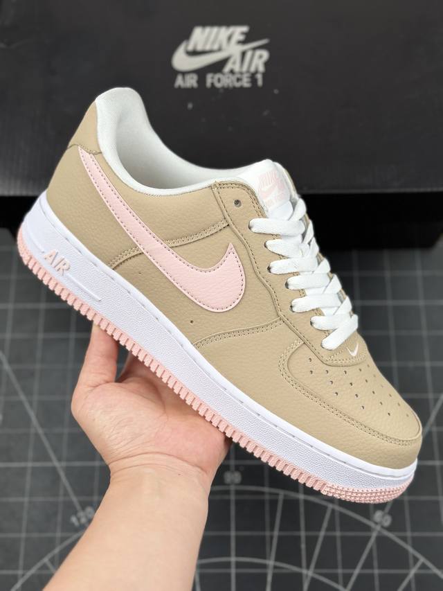 本地 核心私 耐克nike Air Force 1’07 Low Gs Linen 空军一号经典低帮百搭休闲运动板鞋“皮革亚麻棕浅粉白” #男女鞋真标半码制#升