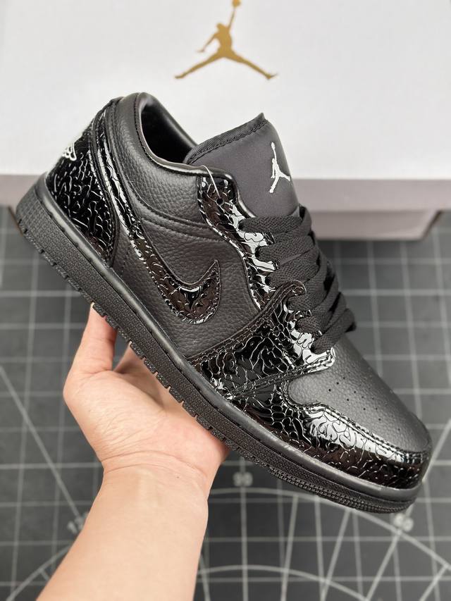 本地 核心私 耐克nike Air Jordan 1 Low Black Patent Aj1乔丹一代低帮经典复古文化休闲运动篮球鞋“亮黑漆皮鳄鱼纹” #男女鞋