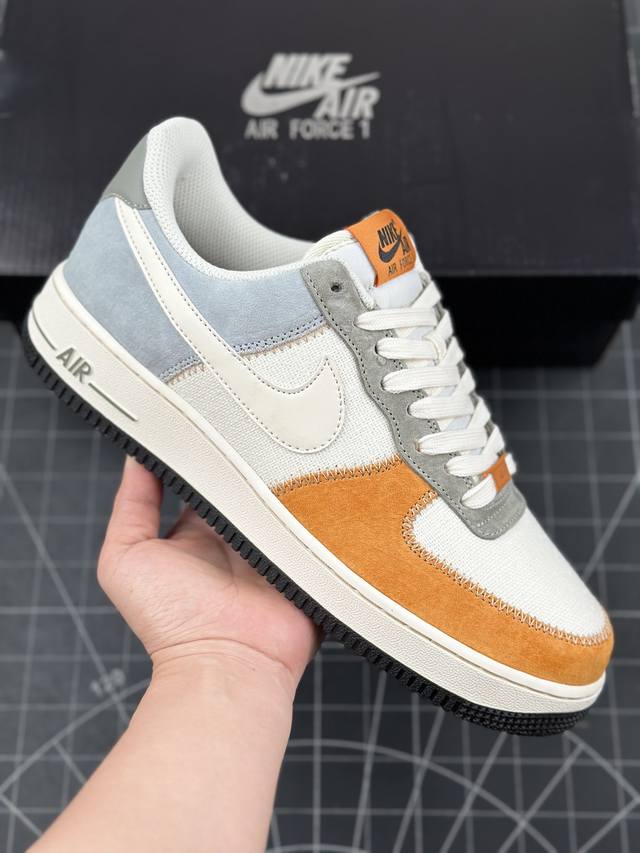 本地 核心私 浅色小麦配色，耐克nike Air Force 1'07 Lv8 Low Emb Pale Ivory 空军一号经典低帮百搭休闲运动板鞋“拼接米白