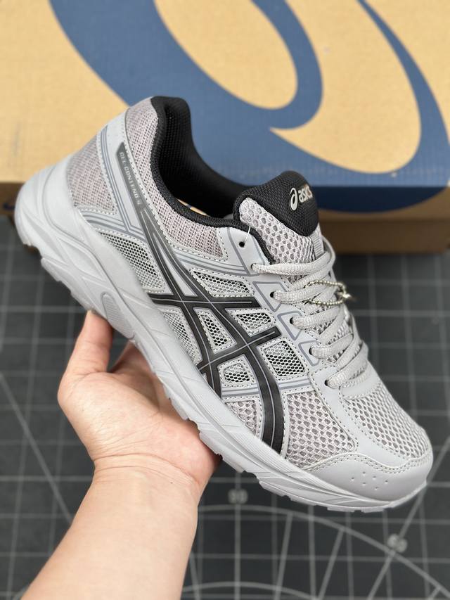 本地 核心私 公司级asics 亚瑟士 Asics Gel-Contend 4 抗衡4代低帮城市休闲运动跑步鞋“灰蓝” 透气网眼鞋面配合部分合成革材质，全新re