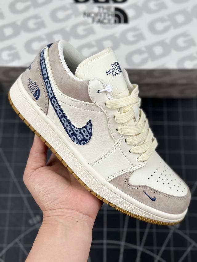 本地 核心私 air Jordan 1 Low Aj1 乔1 北面联名-白灰粽 高端定制 低帮篮球鞋 #定制鞋盒 大厂纯原品质出货 超高清洁度 皮料切割干净无任