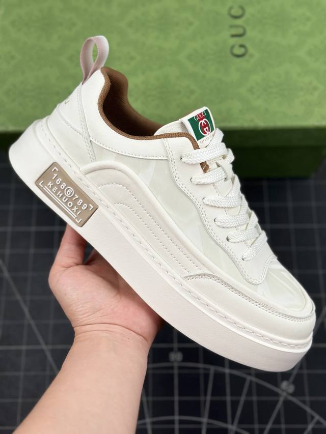 本地 核心私 gucci 轻奢单品 广东品质原厂 高奢古驰gucci Screener Gg High-Top Sneaker休闲潮鞋系列 意大利进口超软小牛皮