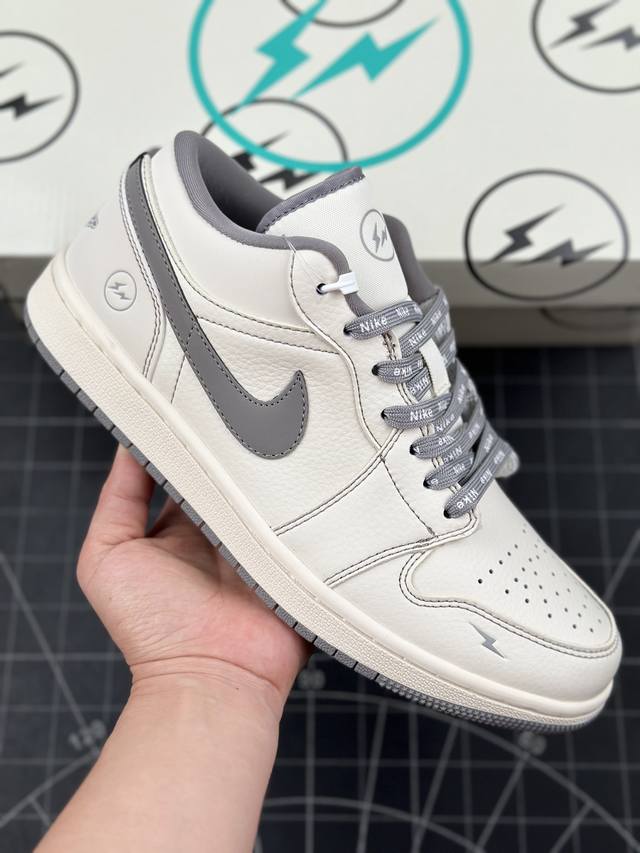 本地 核心私 air Jordan 1 Low Aj1 乔1 闪电联名-米白灰 周年高端定制 低帮休闲板鞋 #定制鞋盒 大厂纯原品质出货 超高清洁度 皮料切割干