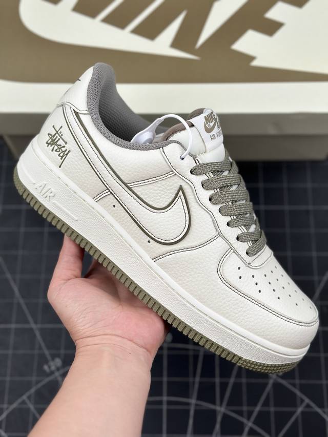 本地 核心私 公司级 Stussyx Nike Air Force 1 Low 斯图西联名 军绿色反光空军一号低帮休闲板鞋 客供高亮3M反光 定制皮料 折边针车