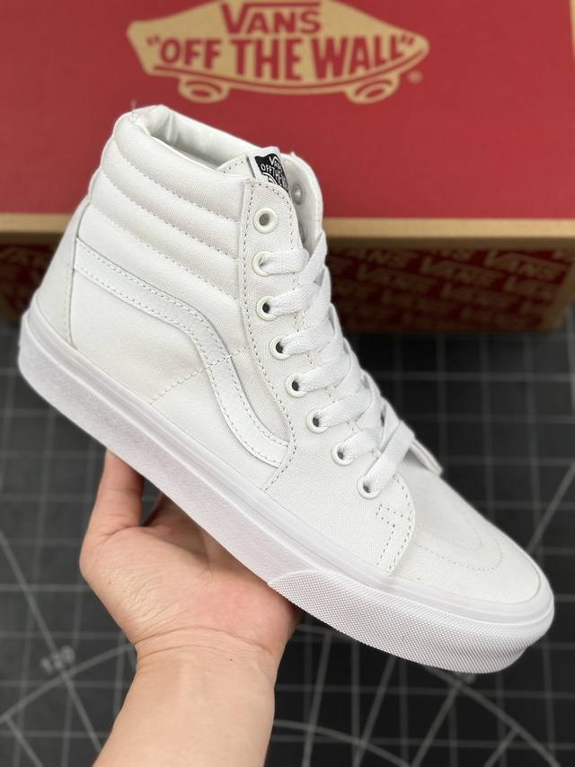 本地 核心私 万斯vans Sk8-Hi True White Leather纯白高帮 范斯官方高端支线 休闲简约硫化帆布鞋 vans Sk8诞生于1978年它