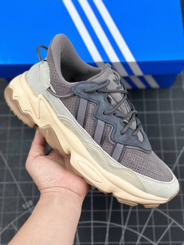 本地 核心私 阿迪达斯 Adidas Ozweego Tr 水管复古老爹鞋厚底增高老爹爹百搭慢跑鞋 鞋面透气织物与出众皮革相互拼接，营造丰富层次，中底 Adip