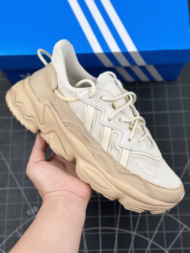 本地 核心私 阿迪达斯 Adidas Ozweego Tr 水管复古老爹鞋厚底增高老爹爹百搭慢跑鞋 鞋面透气织物与出众皮革相互拼接，营造丰富层次，中底 Adip