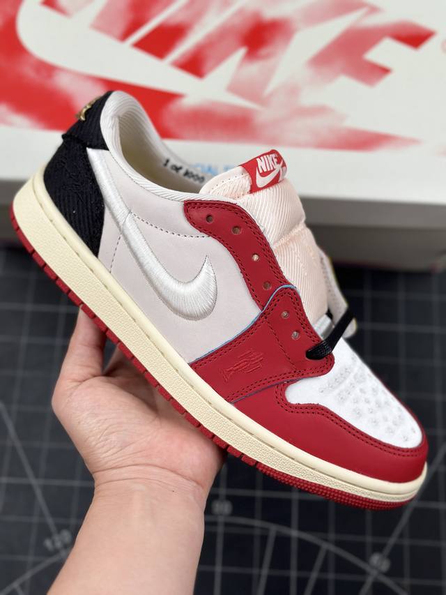 本地 核心私 trophy Room X Aj1 Low Og ”Home“ 低帮篮球鞋 乔丹之子2代白勾低帮联名黑红公牛丝绸 全新原鞋开发 原楦原纸板打造灵魂