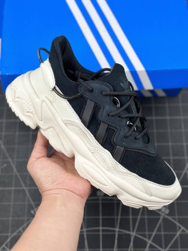 本地 核心私 阿迪达斯 Adidas Ozweego Tr 水管复古老爹鞋厚底增高老爹爹百搭慢跑鞋 鞋面透气织物与出众皮革相互拼接，营造丰富层次，中底 Adip