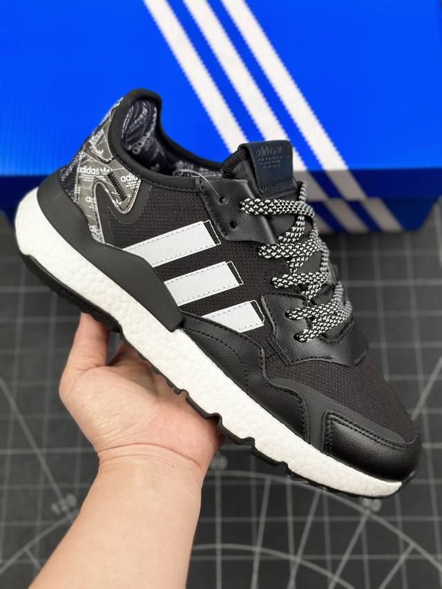 本地 核心私 公司级阿迪达斯三叶草 Adidas Nite Jogger 经典运动跑鞋 夜行者复古跑鞋 原厂材料 原厂大底 私家独模 网布搭配麂皮拼接打造鞋面