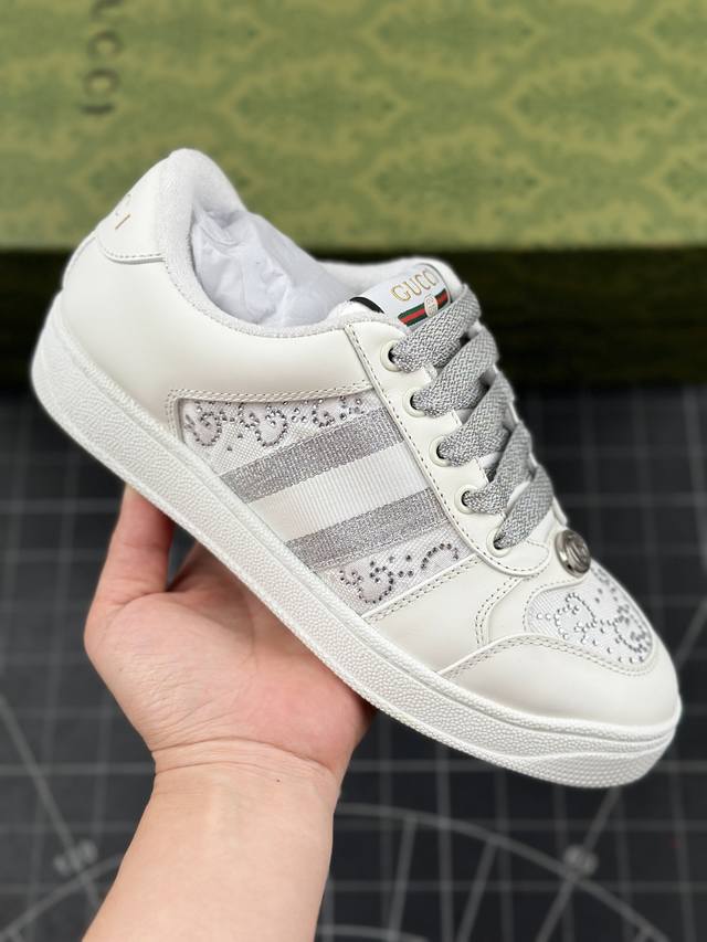 本地 核心私 gucci Distressed Screener Sneaker古驰小脏鞋系列 经典原型复古百搭做旧老爹板鞋 复古学院风 怀旧版 原版做旧 尺码