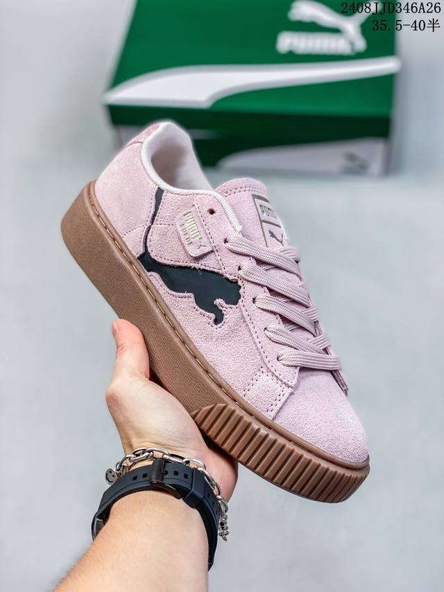 彪马 Puma Suede Platform Gold 蕾哈娜 厚底 松糕休闲百搭板鞋 复古潮女鞋时尚运动鞋 货号: 372613 size: 35.5-40含