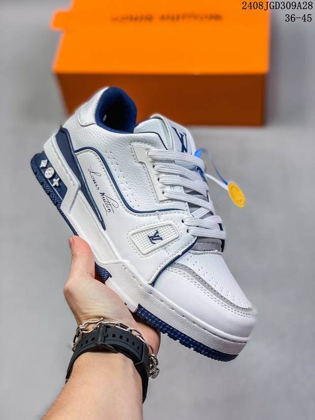 真标全新lv路易威登louis Vuitton Trainer Sneaker Low休闲运动文化百搭板鞋 id:08Jgd309A28