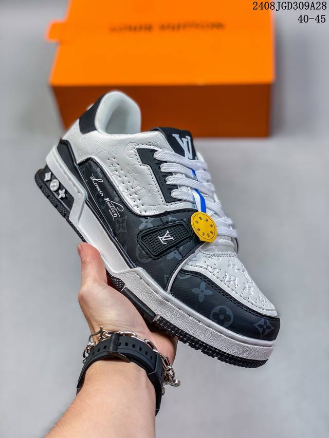 真标全新lv路易威登louis Vuitton Trainer Sneaker Low休闲运动文化百搭板鞋 id:08Jgd309A28