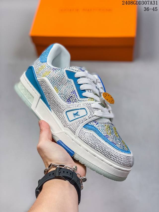 全新lv路易威登louis Vuitton Trainer Sneaker Low 彩钻系列 休闲运动文化百搭板鞋 08Gdd307A31