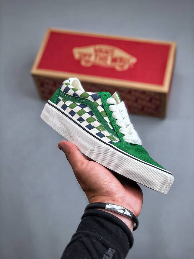 Vans Old Skool 新版安纳海姆棋盘格 安纳海姆系列高端支线黑白 蓝绿棋盘格低帮复古帆布鞋滑板鞋 尺码：35-44 半