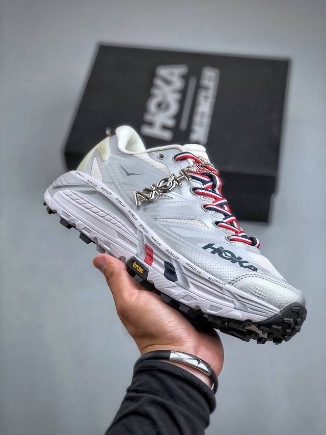 Moncler X Hoka Mafate Speed 2 蒙口联名款 超轻厚底轻量山地跑步鞋 1129992 Nchms #联名款采用白色网眼鞋面采用合成银覆