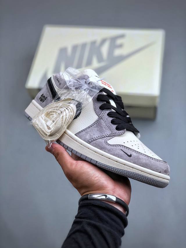 Air Jordan 1 Aj1 乔1 暴力熊联名-灰绒猪八 高端定制 低帮复古篮球鞋 Sj9950-015 #定制鞋盒 大厂纯原品质出货 超高清洁度 皮料切割