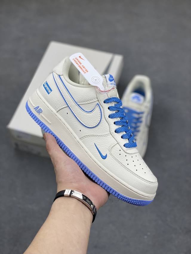 工厂套现 福利特价 原本地240版本 nike Air Force 1 '07 Supreme联名空军一号低帮休闲板鞋 米蓝 Ae1686-111 尺码：36