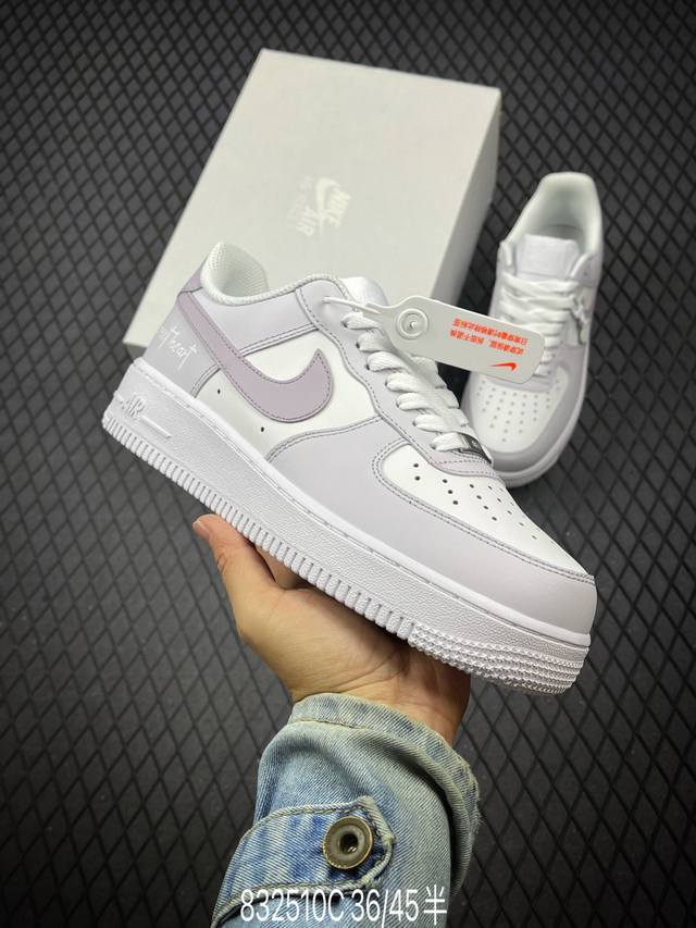 Nk Air Force 1'07 Low 二次元主题 浅灰紫喷绘 空军一号低帮休闲板鞋 Dy8899-004 #定制皮料 原厂3D打印 定制鞋盒 原楦原纸板