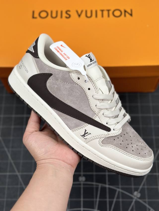 核心私 travis Scott X Fragment Design X Air Jordan 1 Low Og Sp Aj1 乔1 Lv联名 低帮文化休闲板鞋