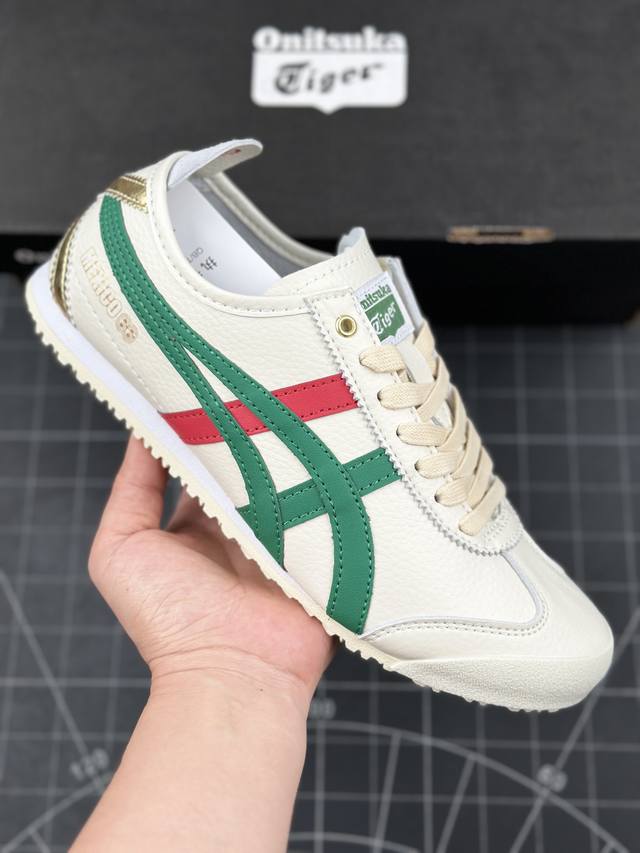 核心私 公司级onitsuka Tiger Mexico 66 Slip-On 阿斯克斯 鬼冢虎 低帮减震支撑低帮运动休闲鞋 这款鞋由皮革制成，具有鞋跟交叉加固