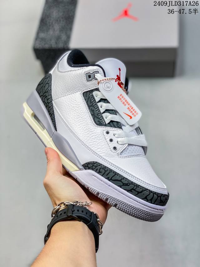 头层皮拼接 公司级真标带半码！ 耐克nike Air Jordan 3 Es”Red Cement“迈克尔 乔丹aj3代中帮复古休闲运动文化篮球鞋 尺码：36