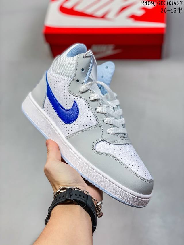 耐克nike Court Borough Mid女款板鞋小乔治城小黑曜石844907-005尺码:36-45半 编码：09Jgd303A27