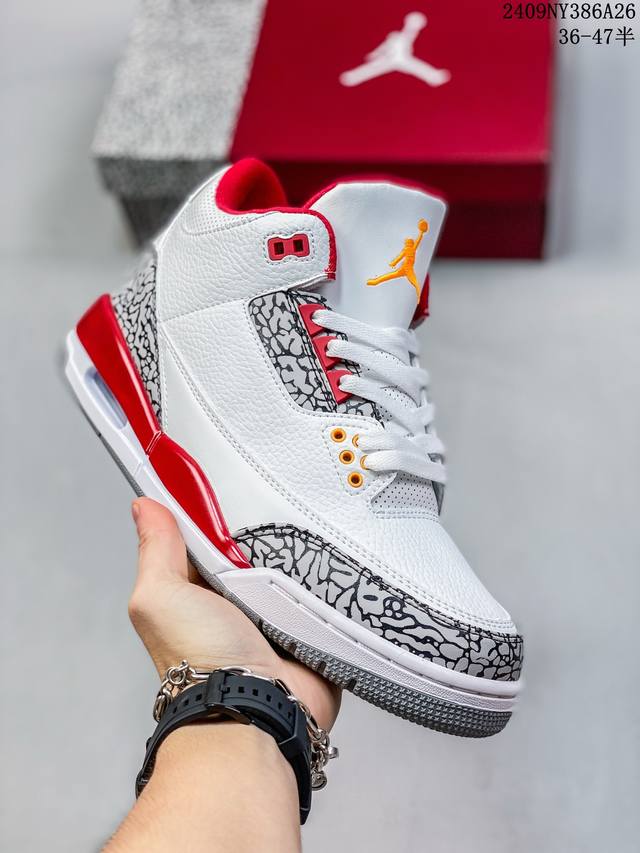 公司级air Jordan 3 Retro 复刻白水泥 Aj3 乔丹3代 Aj3 乔3 经典复刻白水泥 乔丹篮球鞋系列 鞋身以白色为主调，采用优质皮革材质搭配鞋