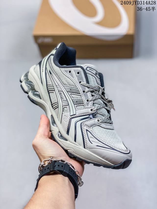 公司级asics Gel-Kayano 14 公司级版本 银灰绿 亚瑟士运动休闲透气专业跑鞋 采用工程弹性双层再生针织密度鞋面材质 后跟3D可视gel缓震乳胶物