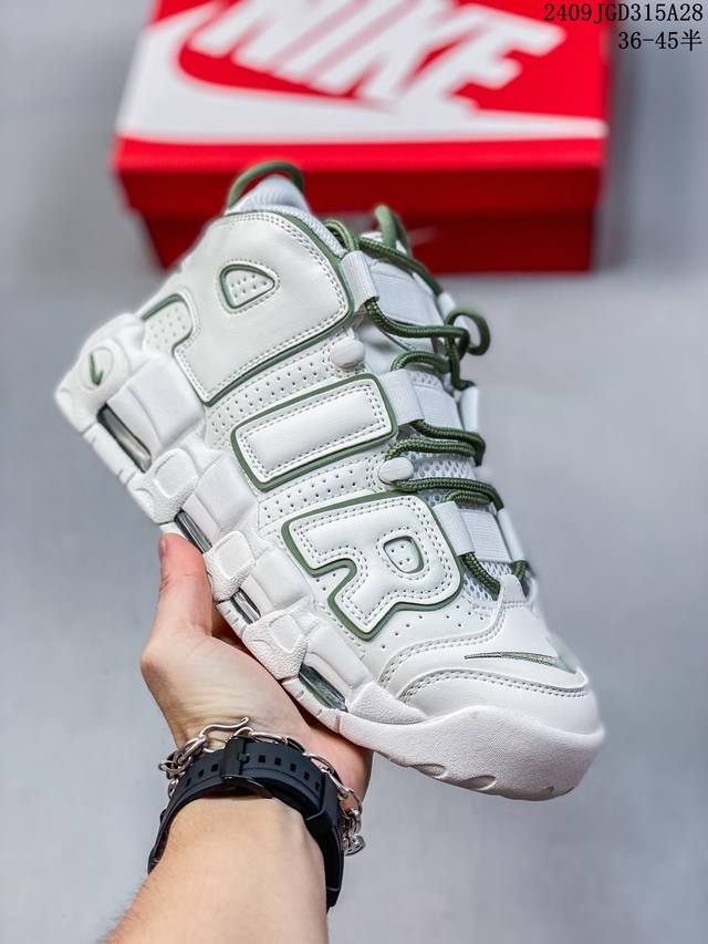 耐克nike Wmns Air More Uptempo Gs Barely Green 皮蓬初代系列经典高街百搭休闲运动文化篮球鞋美国队配色 货号:Dx335