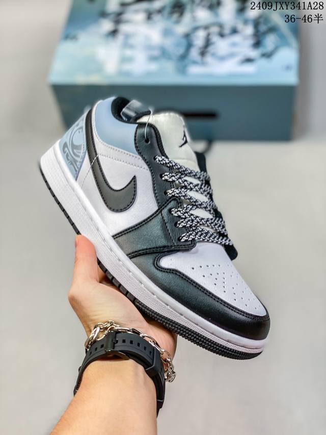 公司级耐克nike Air Jordan 1 Low Aj1 乔丹一代 低帮经典复古文化休闲运动篮球鞋 。 货号：553558-132T黑白水墨 摩登微镜格雷系