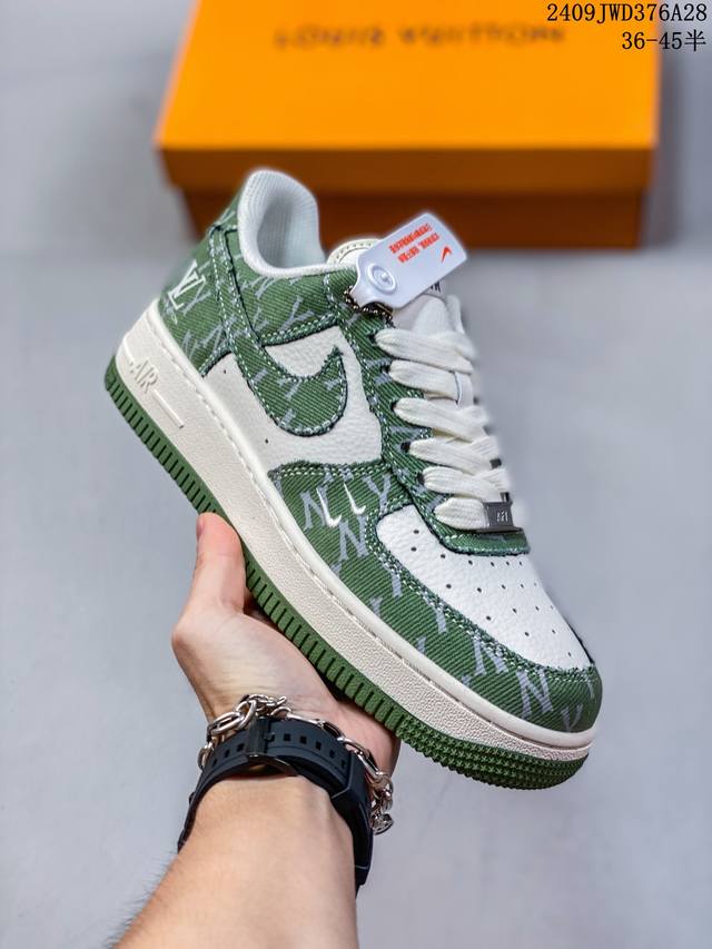 海外限量发售！公司级nike Air Force 1 '07 Low “Lv联名--荷叶绿”空军一号 低帮 运动鞋 休闲鞋 折边针车 工艺难度大 原楦头原纸板