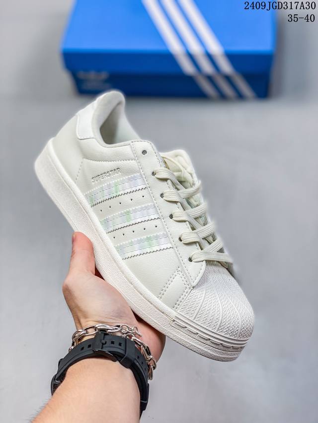 Adidas Originals Superstar Vegan 防滑耐磨轻便 低帮板鞋 女款 米白 尺码：35-40半 09Jgd317A30