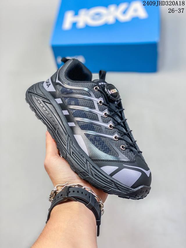 童鞋系列 玛法特二代 Hoka One One Mafate Speed 2 Low 轻量低帮户外越野跑鞋 户外山脉越野轻量运动跑鞋。鞋面用轻的无缝架构，鞋带用