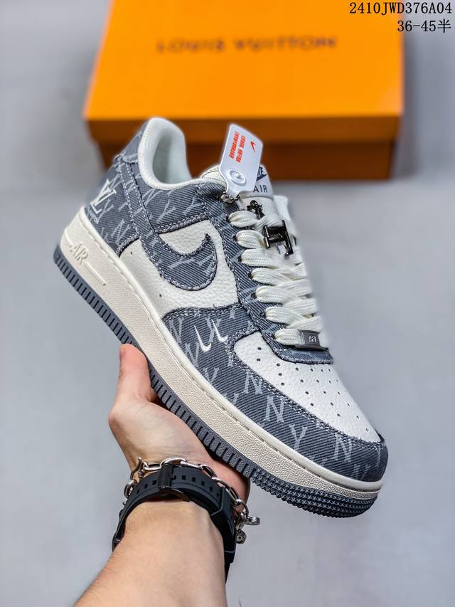 海外限量发售！公司级nike Air Force 1 '07 Low “Lv联名--灰双勾”空军一号 低帮 运动鞋 休闲鞋 折边针车 工艺难度大 原楦头原纸板