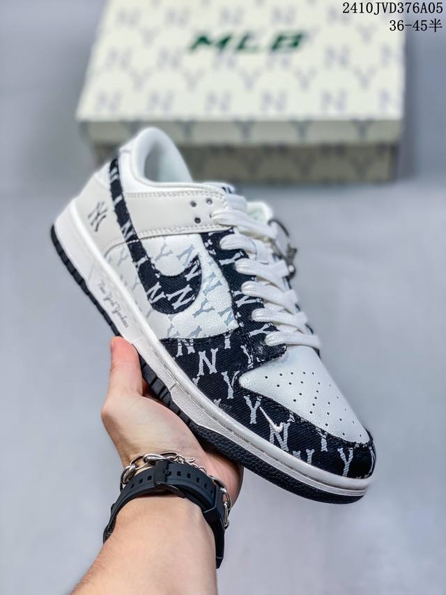 海外爆款限量发售！公司级 Nike Sb Dunk Low“Mlb联名-黑牛仔” 周年高端定制 低帮休闲板鞋 定制鞋盒 大厂纯原品质出货 超高清洁度 皮料切割干