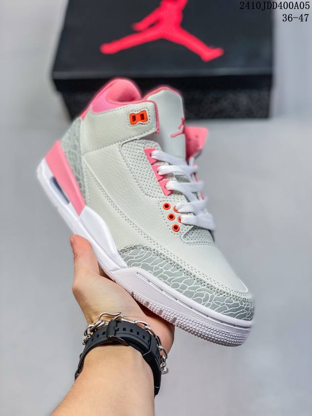 Air Jordan 3 Retro Hall Of Fame Aj3 乔丹3代 Aj3 乔3 乔丹篮球鞋系列 采用了同白水泥近似的配色方案，细节以鲜红色点缀，