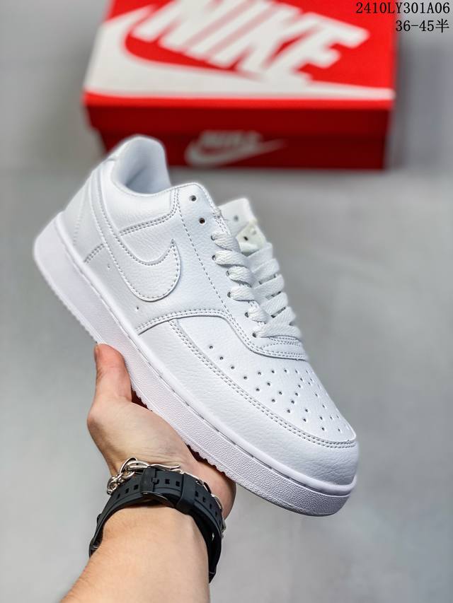 Nike Court Vision Low 低帮百搭透气休闲运动板鞋 经典耐用的设计，兼顾舒适脚感和出众风范，演绎匠心之作。结构性的支撑贴合感结合复古篮球设计，