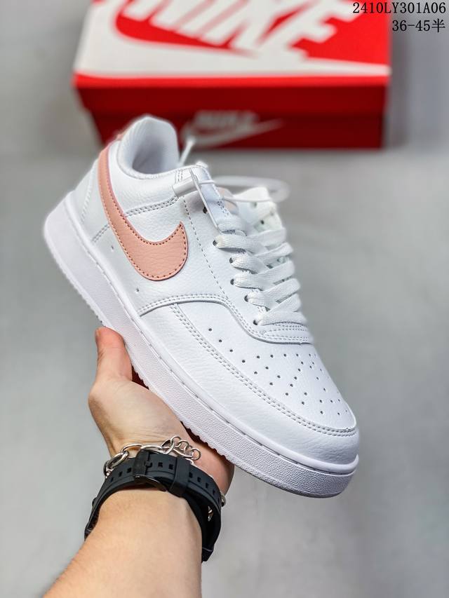 Nike Court Vision Low 低帮百搭透气休闲运动板鞋 经典耐用的设计，兼顾舒适脚感和出众风范，演绎匠心之作。结构性的支撑贴合感结合复古篮球设计，