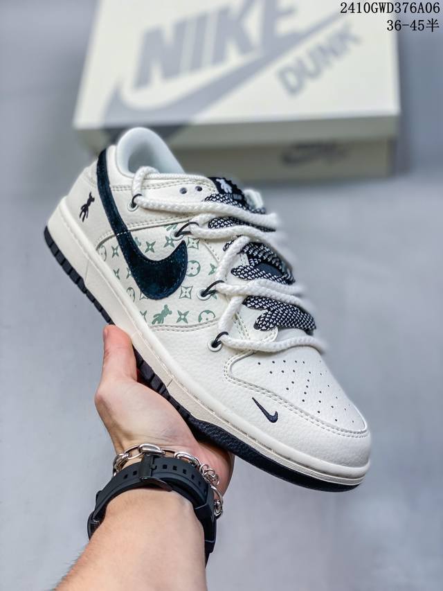 海外爆款限量发售！公司级 Nike Sb Dunk Low“暴力熊系列 绑带米黄黑勾” 周年高端定制 低帮休闲板鞋 定制鞋盒 大厂纯原品质出货 超高清洁度 皮料