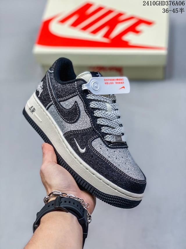 海外限量发售！公司级nike Air Force 1 '07 Low “斯图西联名--满天星”空军一号 低帮 运动鞋 休闲鞋 折边针车 工艺难度大 原楦头原纸板