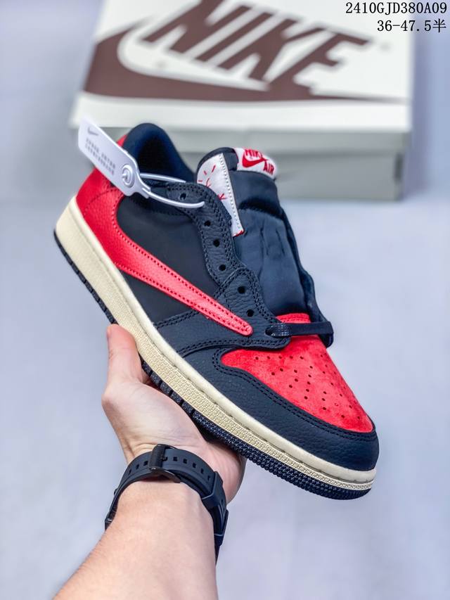 公司级aj1倒勾travis Scott X Air Jordan 1 ” Reverse Mocha “ Aj1乔1 Ts 闪电 联名倒钩 低帮文化篮球鞋 完