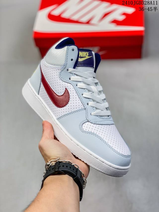 公司级耐克 Nike Court Borough Mid 中帮百搭透气休闲运动板鞋 经典耐用的设计 兼顾舒适脚感和出众风范 演绎匠心之作 结构性的支撑贴合感结合