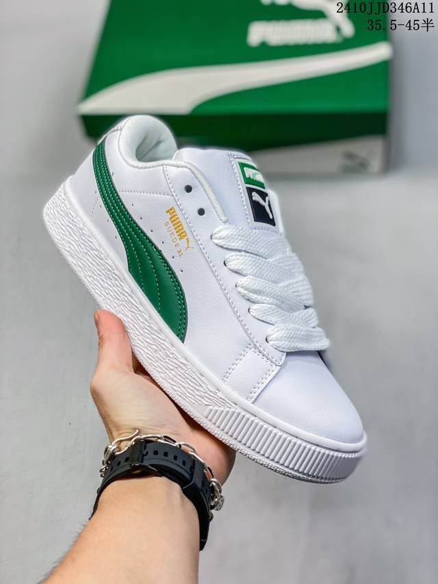 Puma Basket Classic Xxi 合成革 轻便 低帮 板鞋 男女同款 白蓝 白绿 尺码：35.5-45半 编码：10Jjd346A11